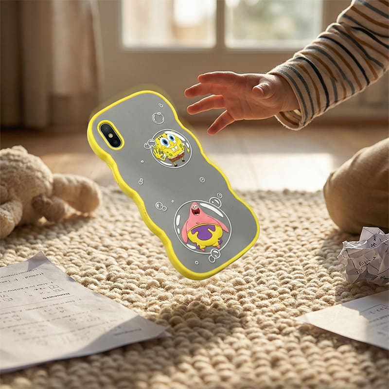 Spongebob & Patrick in a Bubble Silicone Case for iPhone XR, and all 11 / 12 / 13 / 14 Versions