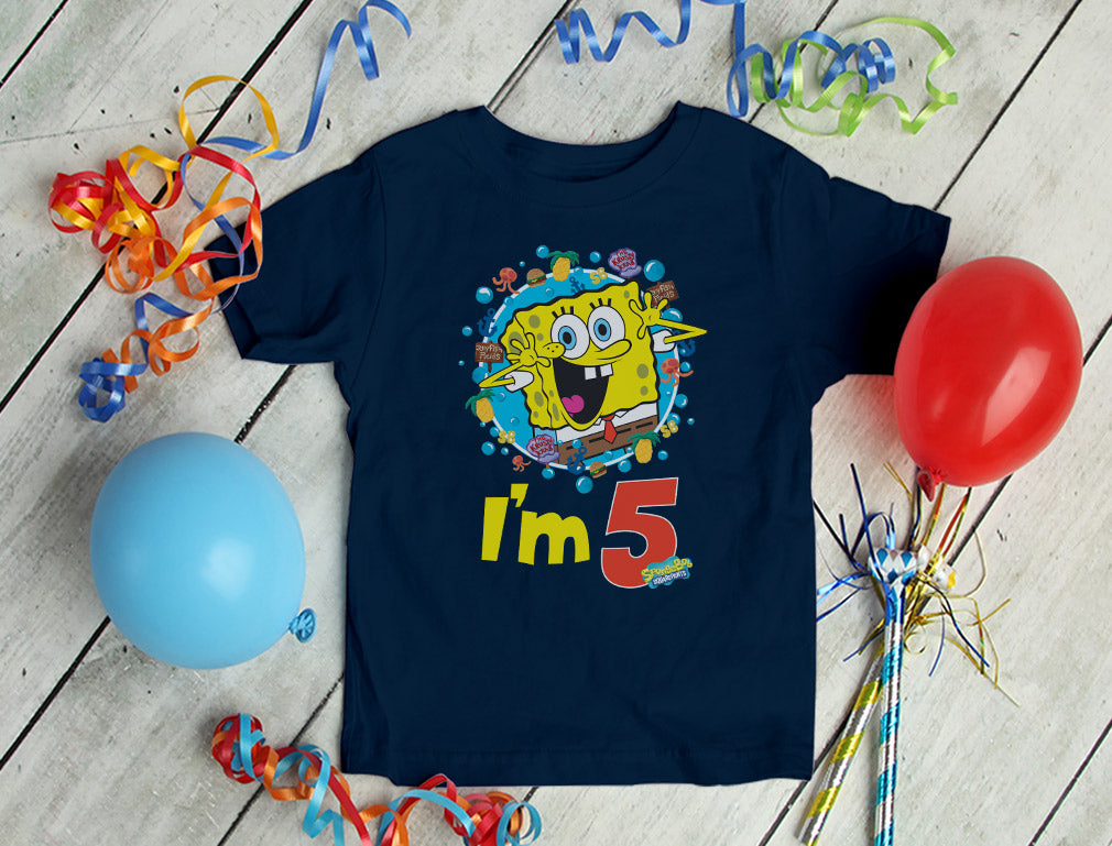 Spongebob Squarepants 5th Birthday Kids T-Shirt
