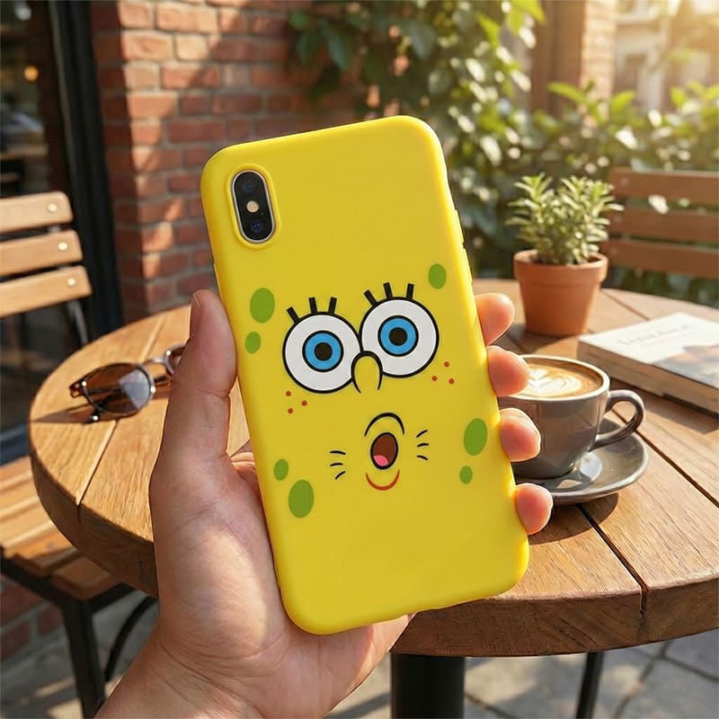 Spongebob Surprised Silicone Case for iPhone XR, and all 11 / 12 / 13 / 14 Versions
