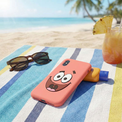 Patrick Star Smiley Face Pink Silicone Case for iPhone XR, and all 11 / 12 / 13 / 14 Versions