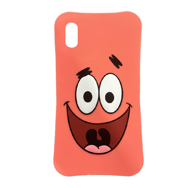 Patrick Star Smiley Face Pink Silicone Case for iPhone XR, and all 11 / 12 / 13 / 14 Versions